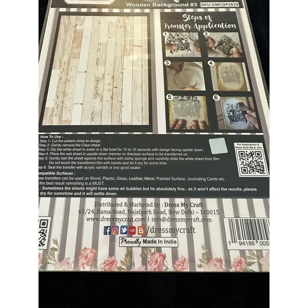 New Sealed Dress My Craft Transfer Me Wooden Background #3 Dip In Water Planks